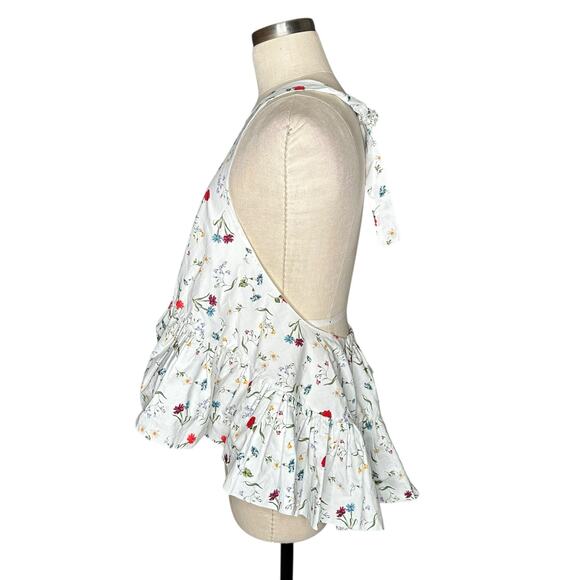 AZEEZA Winston White Floral Ruffle Poplin Halter Top WOmen's SIze Medium NWT - Picture 4 of 10